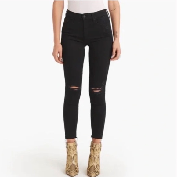 MOTHER Ankle Fray Jeans “Guilty as Sin” – Black – Size 27 - Picture 4 of 12